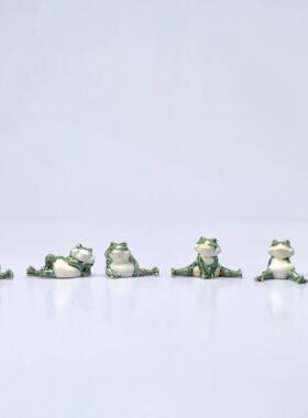 景德镇陶瓷小动物庭院创意桌面客厅玄关装饰摆件可爱青蛙手工礼物