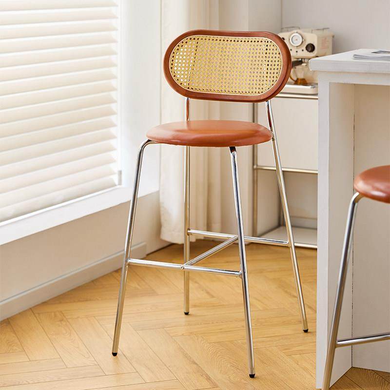 新款复古家用中古风吧椅中古藤编加厚实木吧椅靠背椅法式休闲椅子,住宅家具,家用高脚椅,淘宝优惠券,粉丝福利购,淘宝优惠卷