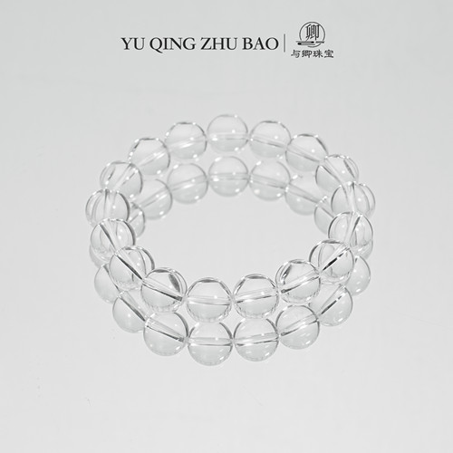 与卿珠宝天然白水晶手串冰透全净