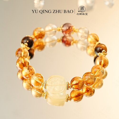 与卿珠宝【万斗金】天然黄水晶手串扎吉拉姆招财虎眼石真水晶手串