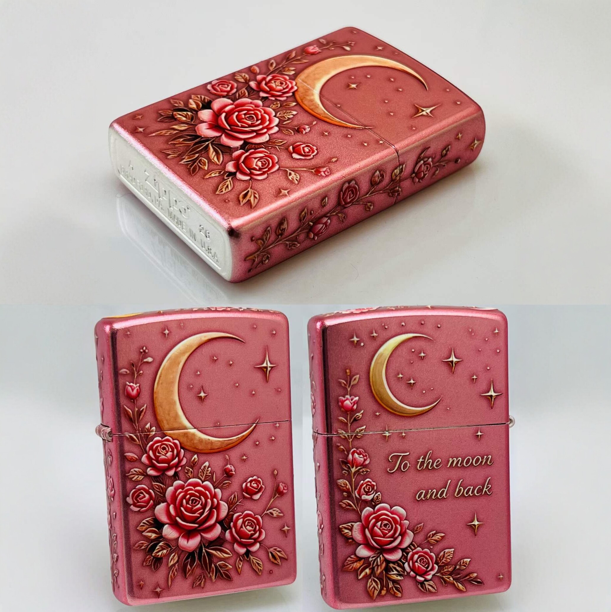 正品Zippo防风打火机星月玫瑰