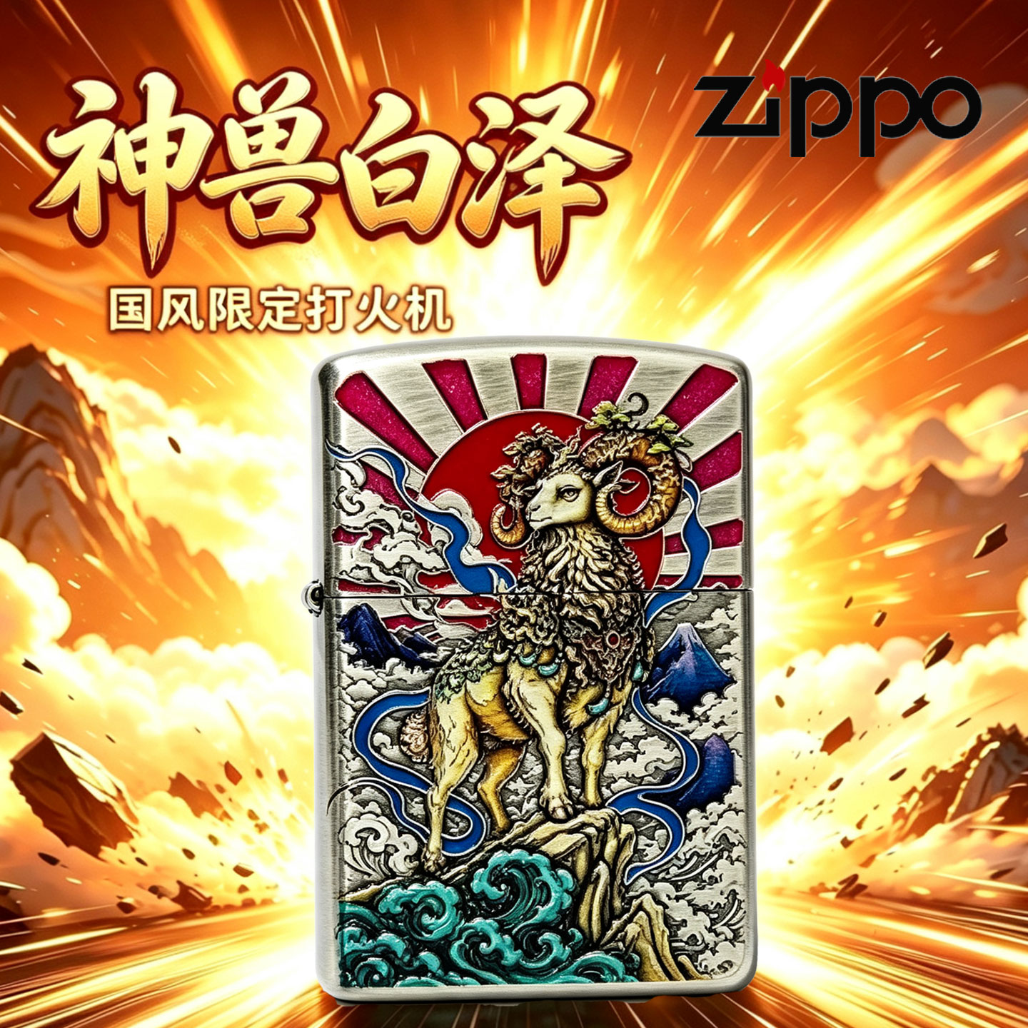 正品Zippo芝宝防风煤油打火机神羊纳福送男友男士专用收藏级礼物