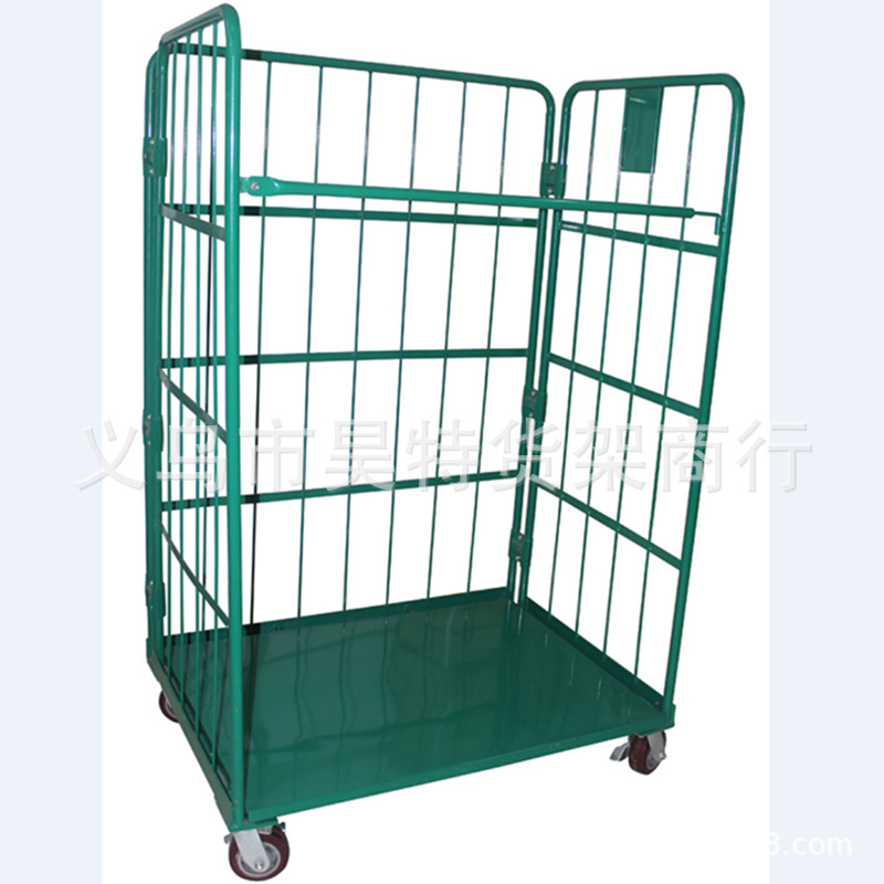 苏州昊特尔物流仓库设备带轮子仓储镀铬金属折叠式仓储笼