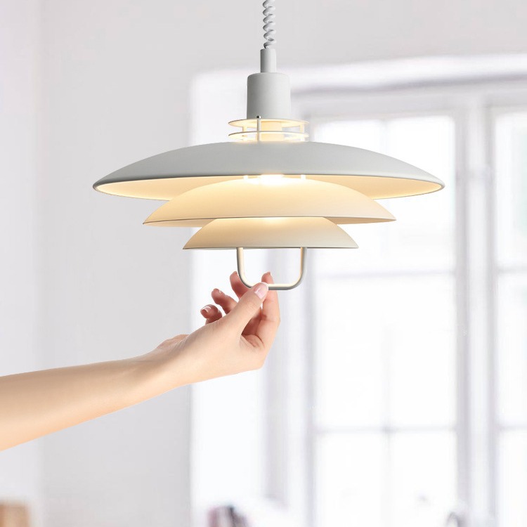 丹麦PH5伸缩餐厅吊灯北欧日式极简吧台饭厅餐桌设计师升降飞碟灯