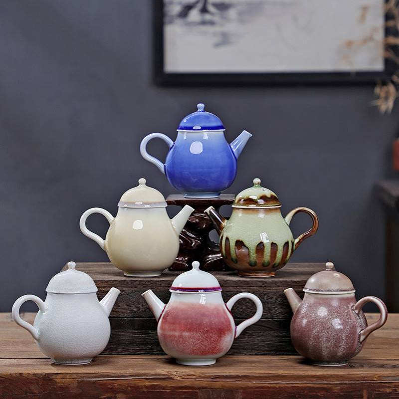 仿古开片陶瓷如意茶壶手工茶壶窑变艺术釉泡茶器日式家用泡茶单壶