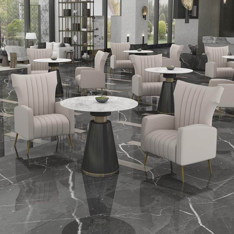 现代轻奢售楼处洽谈桌椅组合签约一桌两椅接待部美容院设计休闲椅