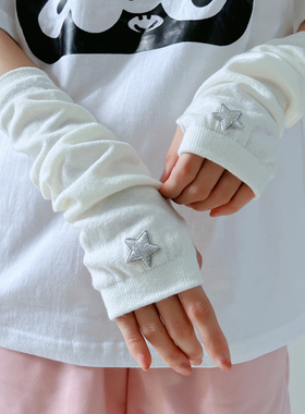 星星针织手套甜美少女cosplay学生二次元露指袖套y2k辣妹手臂套袖