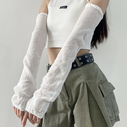 夏季网纱手套女假袖子防晒手臂套