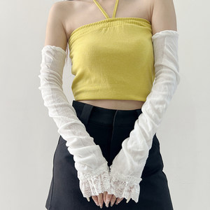 夏诺秀彩手套女夏季y2k防晒袖套蕾丝花边假袖子网眼透气手臂套袖