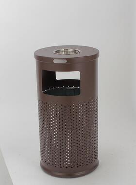 方户外出口热销街道圆形烤漆冲孔墨绿色咖啡色单桶GPX-63果皮箱