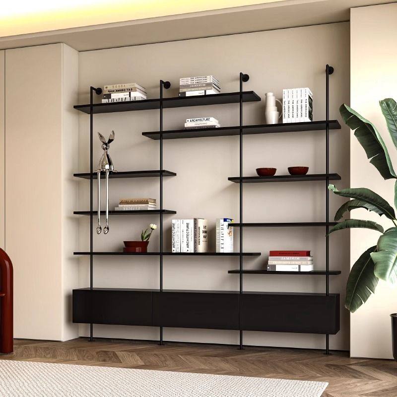 侘寂风客厅置物架现代简约家用陈列架靠墙落地极简书架书柜一体式,收纳整理,收纳柜,淘宝优惠券,粉丝福利购,淘宝优惠卷