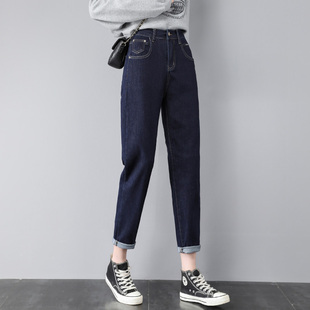 长裤 蜜糖之城牛仔裤 松紧腰哈伦裤 显瘦老爹裤 女宽松高腰2025秋季