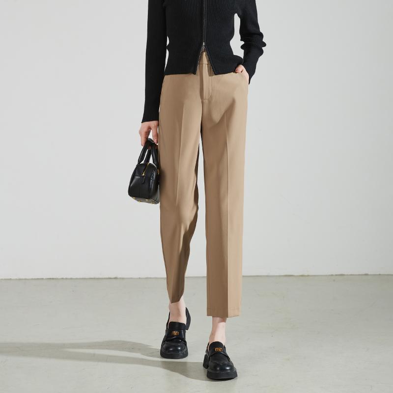 西装裤女秋款垂感直筒烟管裤九分显瘦高腰职业百搭宽松西服裤子