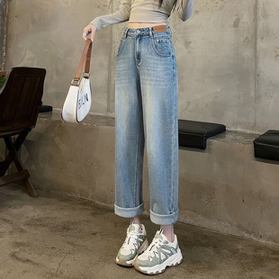 宽松百搭直筒萝卜裤 高腰显瘦老爹裤 女 女春秋2025新款 哈伦牛仔裤