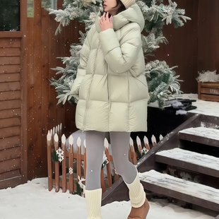 中长款羽绒服女小个子2025冬季新韩系保暖加厚90白鸭绒面包服外套