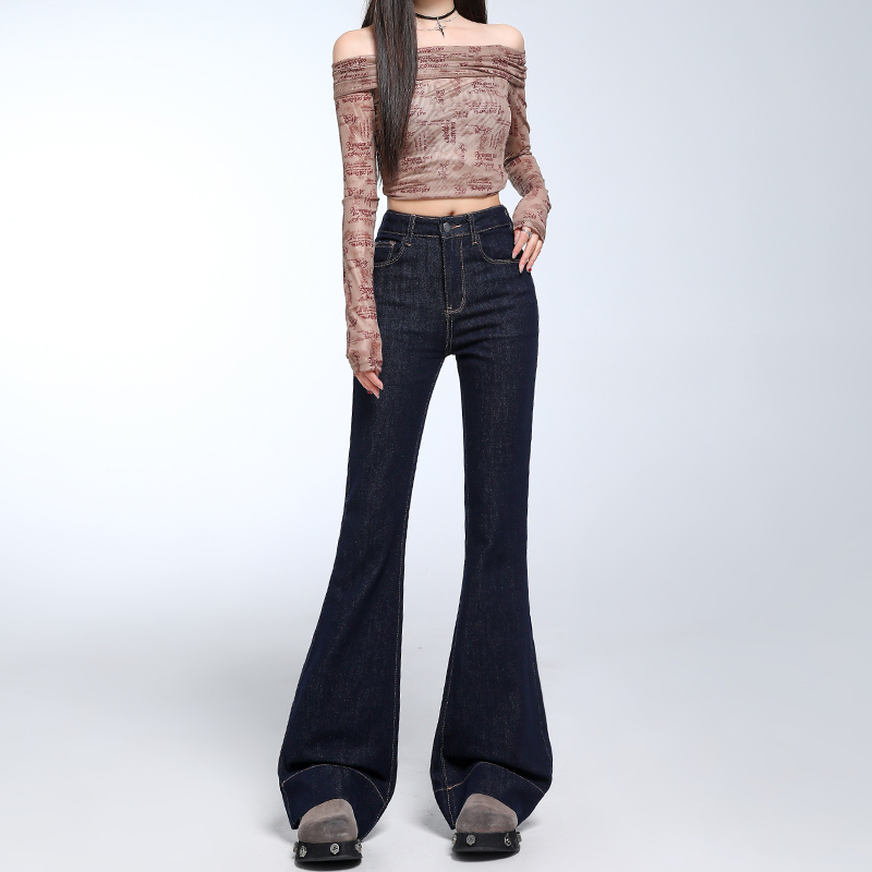 微喇牛仔裤女高腰显瘦秋季2025新款高个子加长喇叭裤宽松裤子女