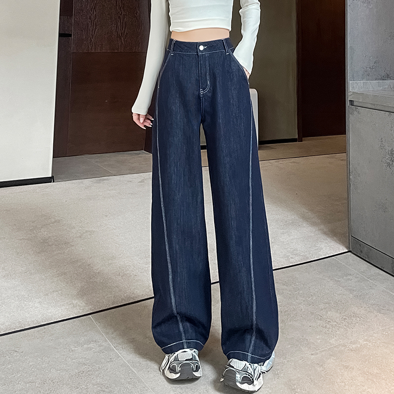 香蕉牛仔裤女春秋款2025新款高腰垂感宽松百搭天丝直筒阔腿裤女