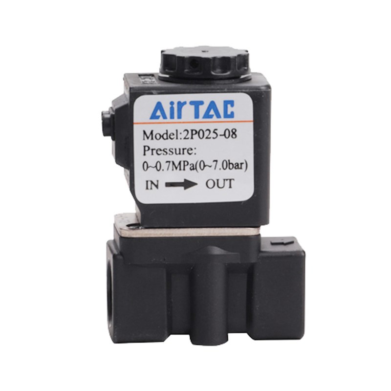 亚德客气动2P025-08-06-A-B流体控制阀24V二位二通塑料电磁阀220V