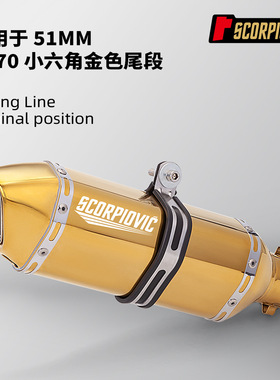 B370金色小六角尾段通用排气管 51MM无损安装MT09 RC390 R1 800NK