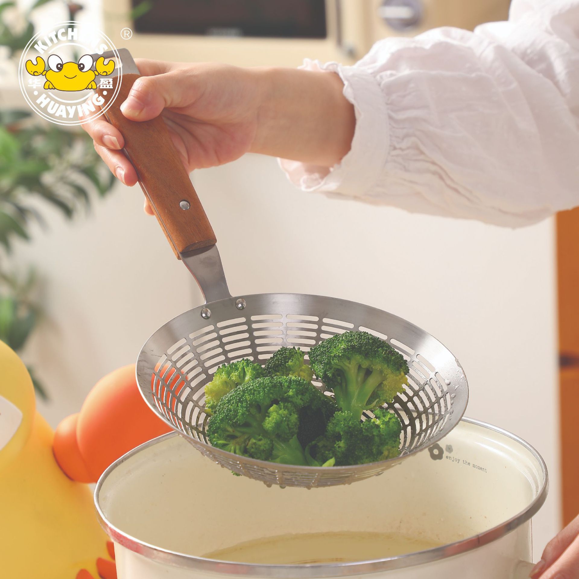 304不锈钢摩根滤油捞勺 火锅捞面长柄漏勺捞饺子油炸蔬菜沥水滤勺