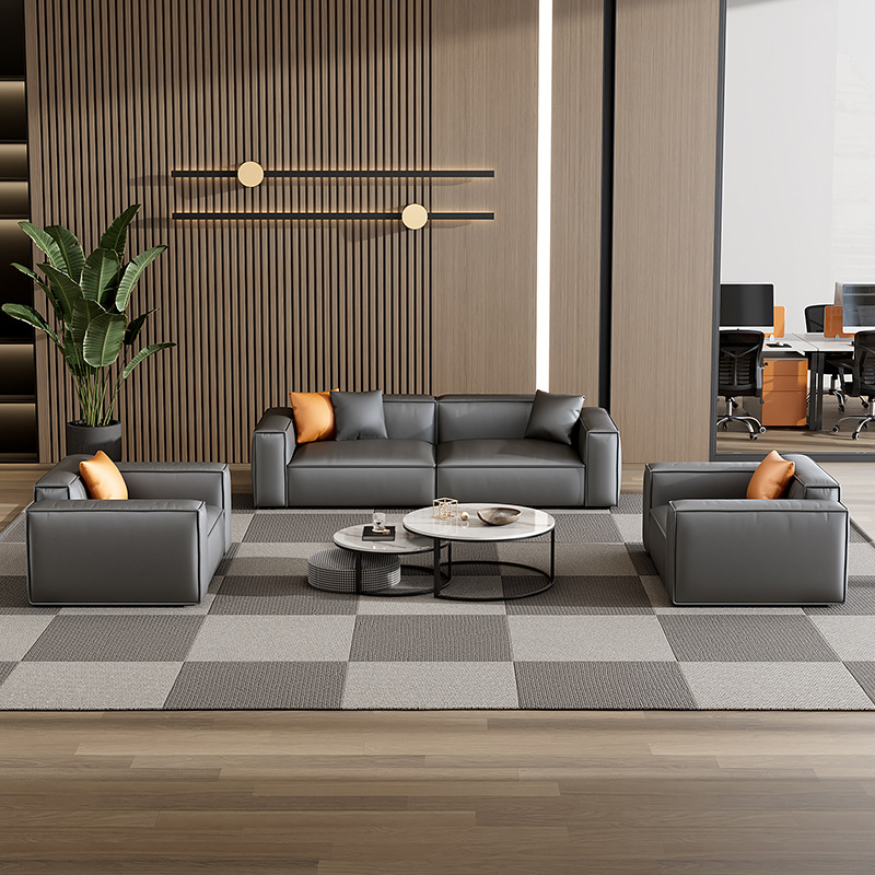 办公室沙发茶几组合套装简约现代接待室会客洽谈区豆腐块网红沙发