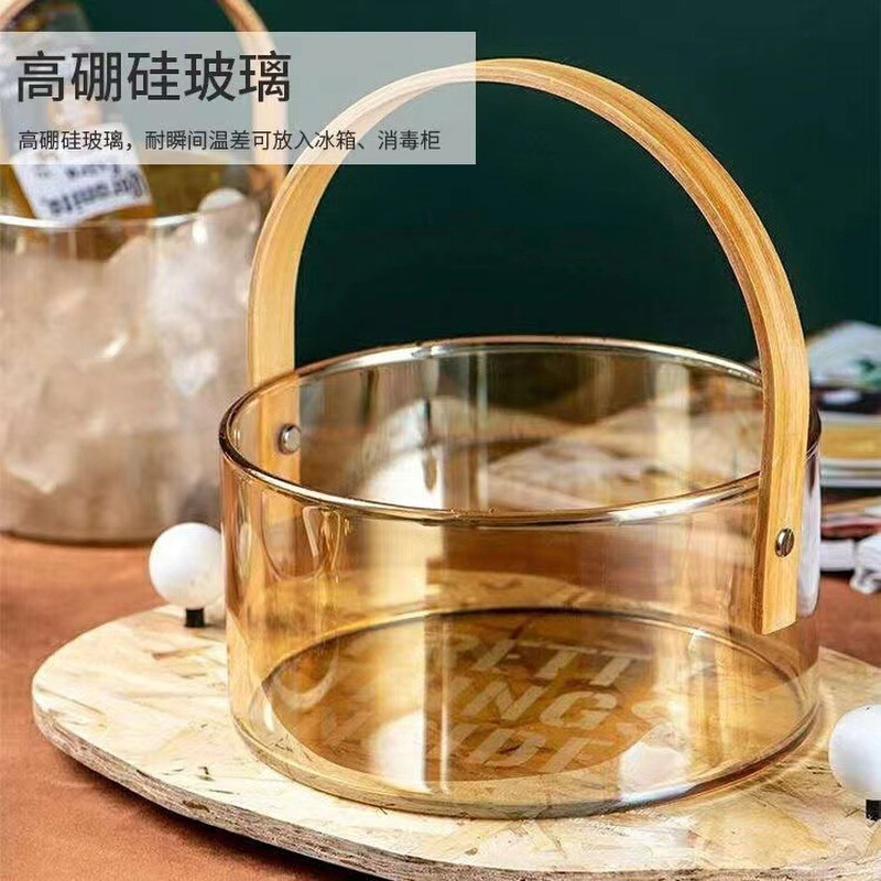 高硼硅玻北欧风格水果提篮家用客厅大沙拉碗简约创意网红拍摄果篮