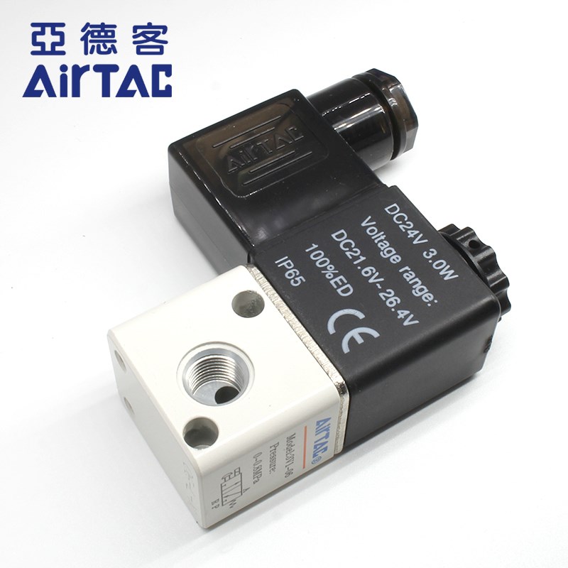 亚德客气动24V二位三通3V1-06电磁阀3V1-M5控制阀220V换向气阀12V
