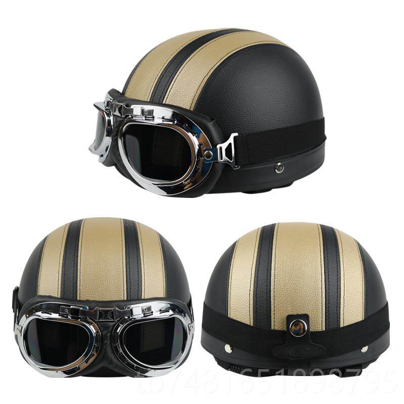 正品动车头盔 复古夏韩版哈雷皮盔半电盔太子春女秋冬四季半覆式