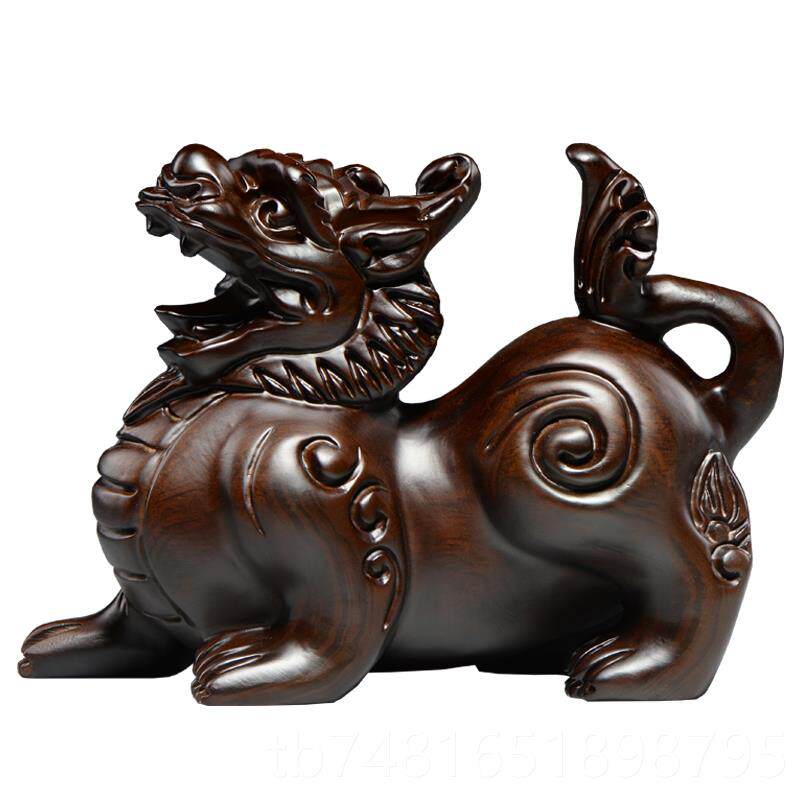 正品黑檀木貔摆件一对皮雕丘貅实木家居厅玄关办公室雕刻客工艺品