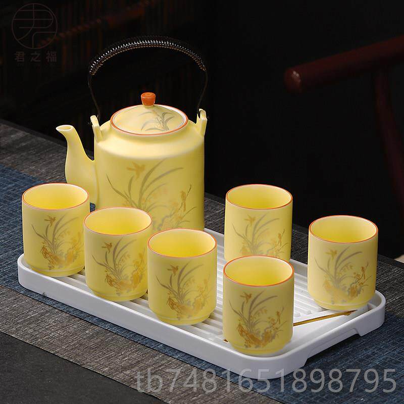 正品高档青茶白瓷梁壶用具提套组陶瓷家过滤桥壶茶杯茶盘整套现代