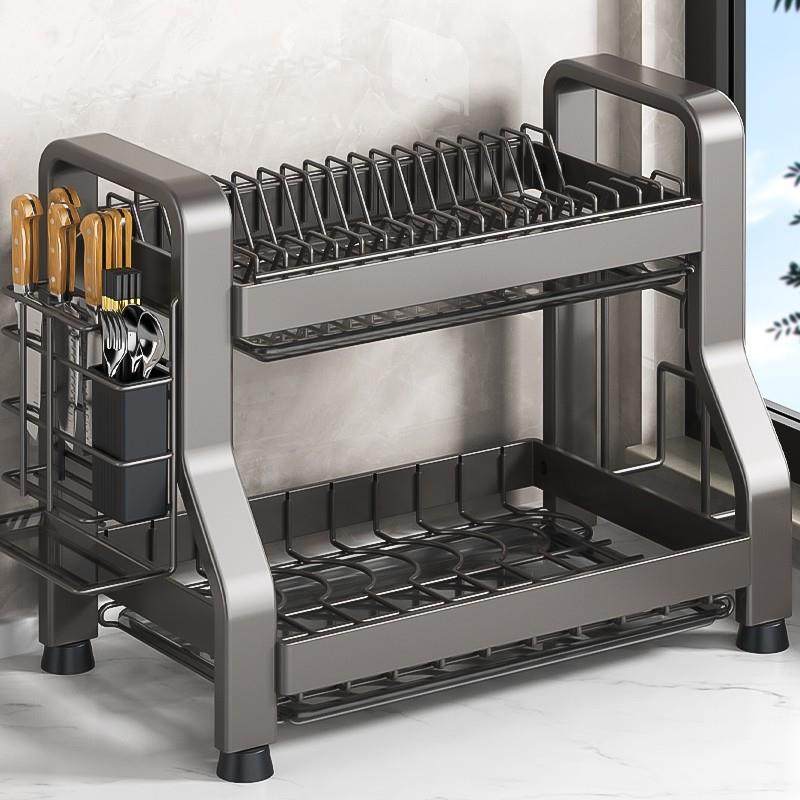 厨房置物架碗碟碗盘收纳层架沥水架台面多功能放碗架碗筷收纳盒碗