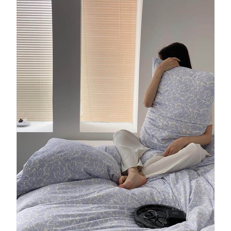 薄荷少女塔希提/法式覆古A类针织棉三四件套天竺棉ins风床笠被套