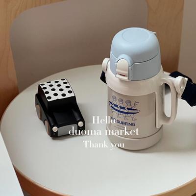 部现 日 Haleiwa儿童大容量保温杯600ml两用杯 直饮/杯盖 粉/蓝