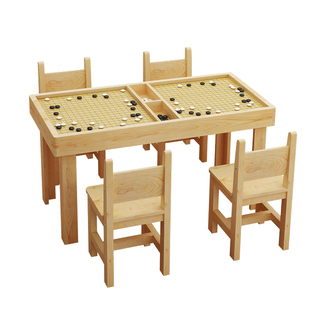 精选实木围棋桌雕刻棋盘棋盒中小学生围棋象棋五子棋培训桌课桌椅