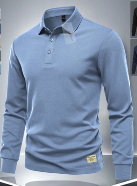 keplerer翻领polo衫男桑蚕丝长袖t恤2025春季新款美式商务保罗衫