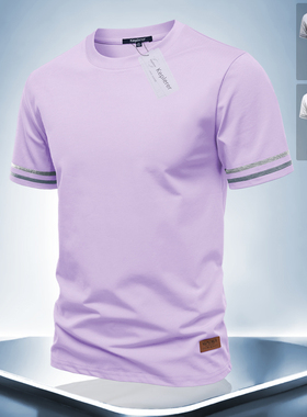 夏季新款男士短袖T恤2025圆领打底衫透气半袖上衣速干弹力通勤装