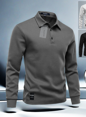 2025春秋男士长袖Polo衫卫衣柔软修身商务休闲高端时尚百搭上衣