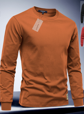 keplerer长袖t恤男2025春季新款圆领打底衫纯棉重磅美式上衣服