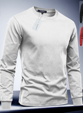 2025年春秋新款男装重磅纯棉宽松圆领打底衫休闲修身T恤上衣长袖