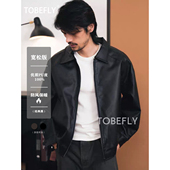Tobefly潮流美式 外套 休闲痞帅机车短款 复古翻领皮衣男秋新款 韩版