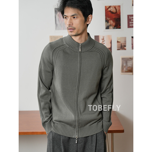 Tobefly可机洗抗静电双拉链马鞍肩羊毛混纺毛衣开衫 慵懒外套JX39