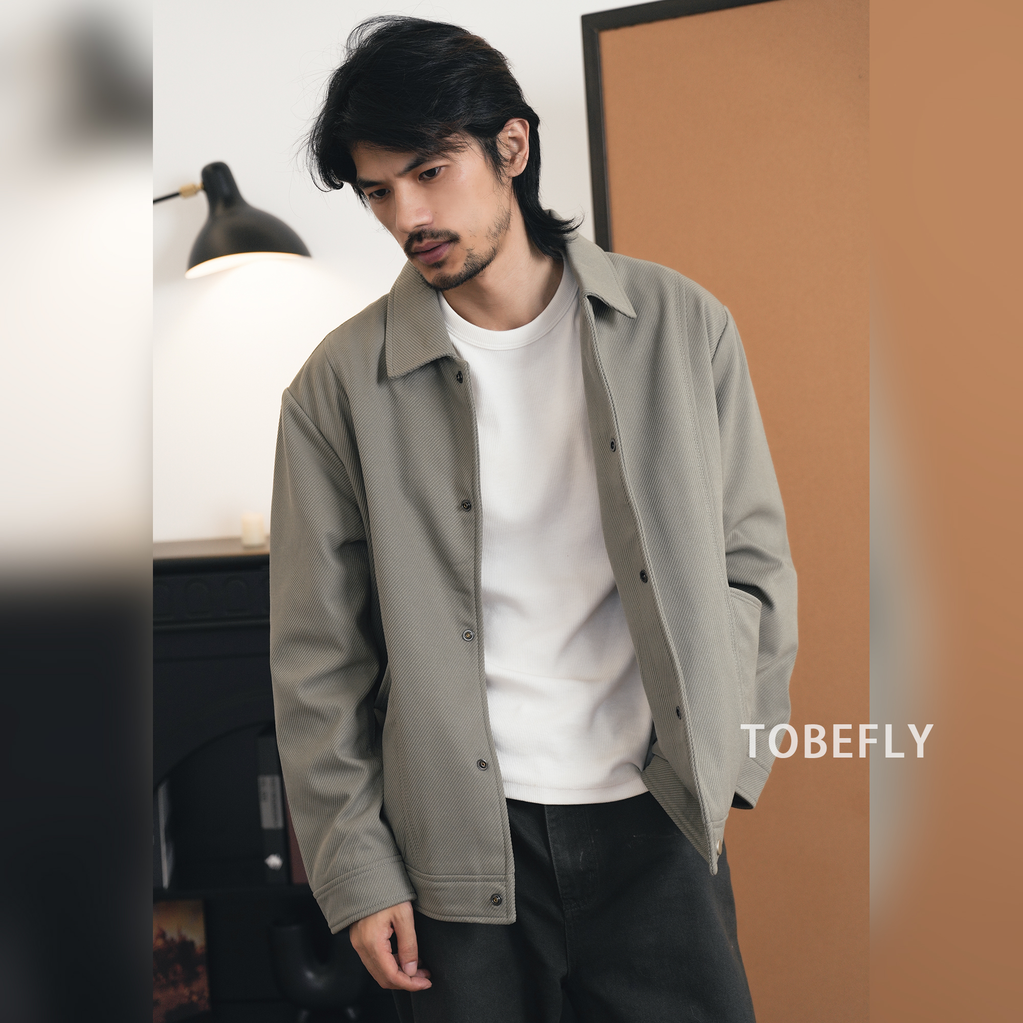 简约休闲夹克翻领工装外套