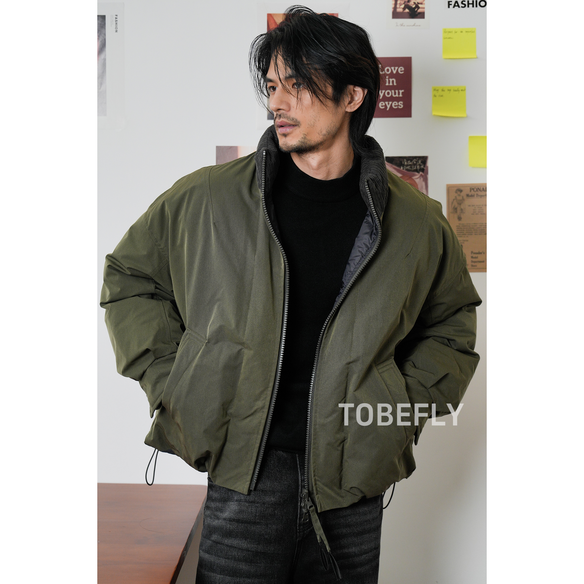 Aura系列两面穿立领鸭绒羽绒服