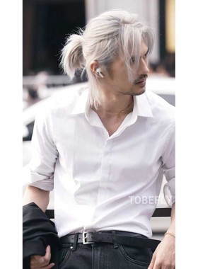 Tobefly商务百搭黑色白色衬衫长袖流行男装免烫修身衬衣25CS02