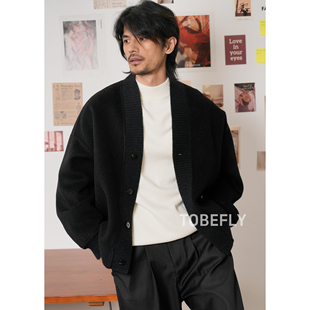 Tobefly保暖亲肤道袍V领羊毛双面呢夹克25冬季 保暖外套F5005 新款