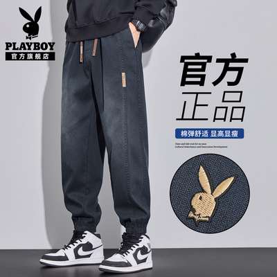 花花公子加绒加厚工装牛仔裤男款