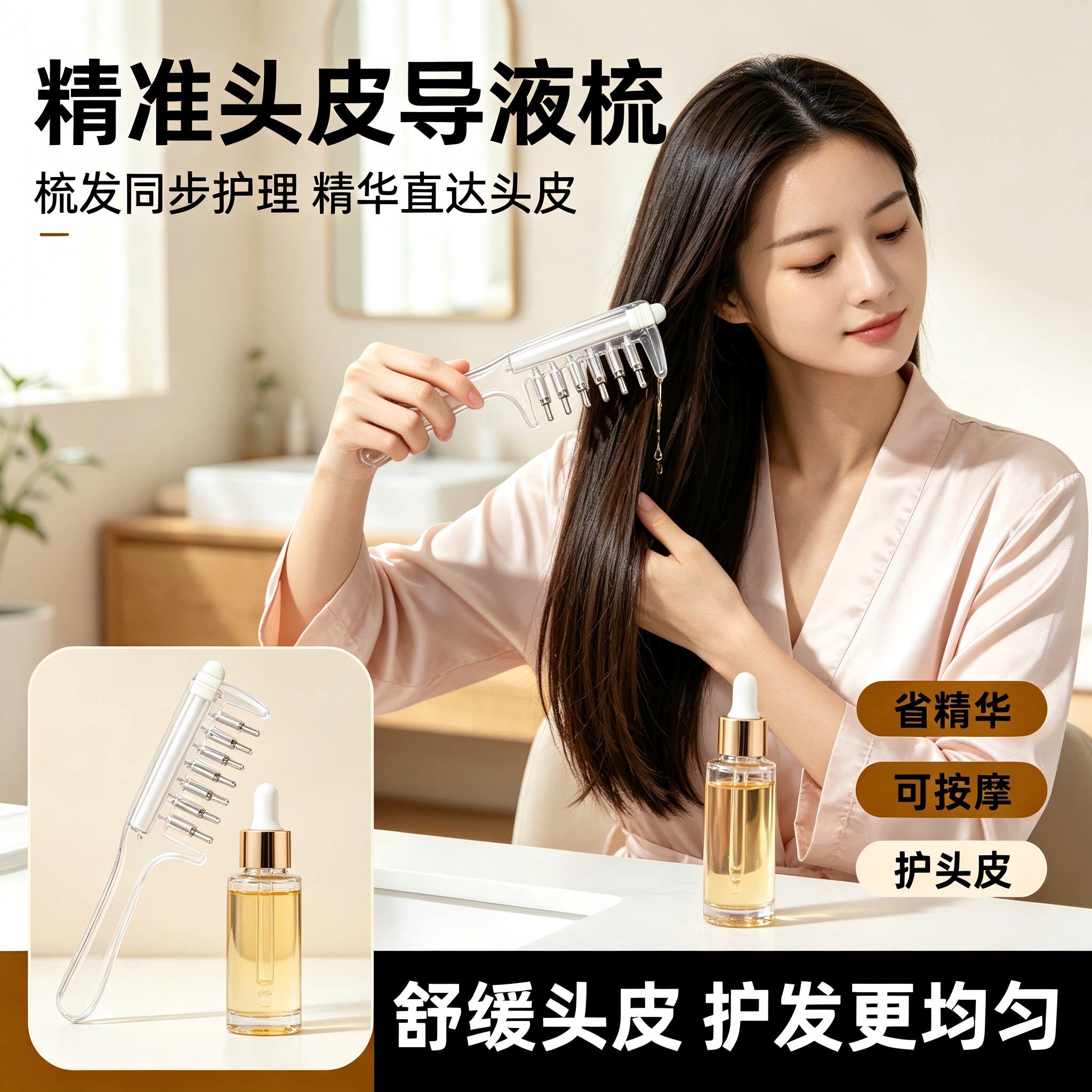 养发导液梳头皮精华液导入按摩