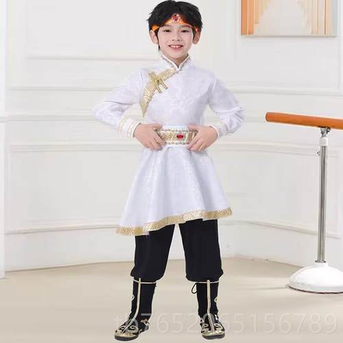 正品儿童蒙古族舞白马草原筷子舞服演出少数族民表演男女童蒙族袍