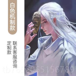 正品视古影装套剧男假发全头套精品手钩汉服古风长直男发花白假发