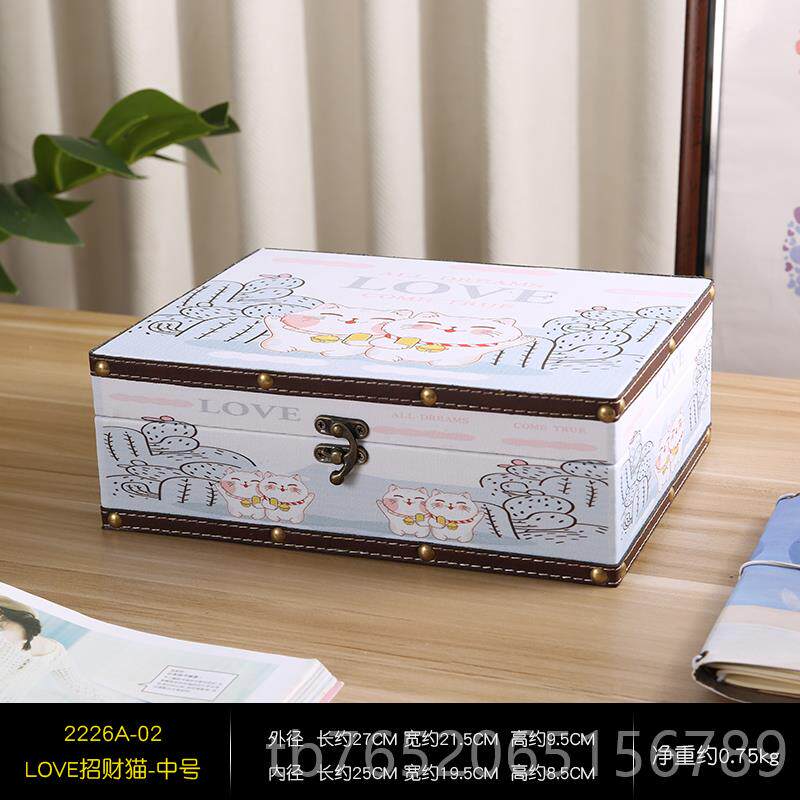 正品复盒古桌面收纳木盒杂物妆饰信件化品文件收纳箱木质首大号储